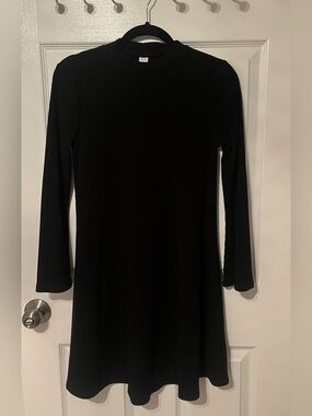 Old Navy Black Ribbed Fit & Flare Dress | Long Sleeve Mock Neck | Women’s Small